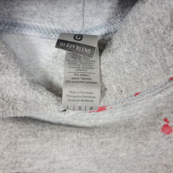 Horror Movie Hoodie Men's Large Gray Tarot Card Bloody Hand Print Film Sweater - Picture 3 of 13